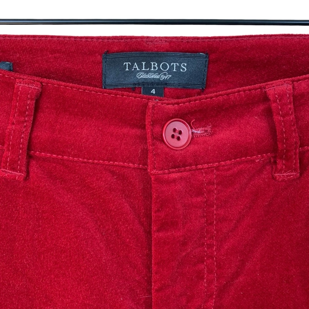 Talbots Red Velvet Straight Leg Pants (Christmas Festive Holiday Valentines) - Picture 4 of 9
